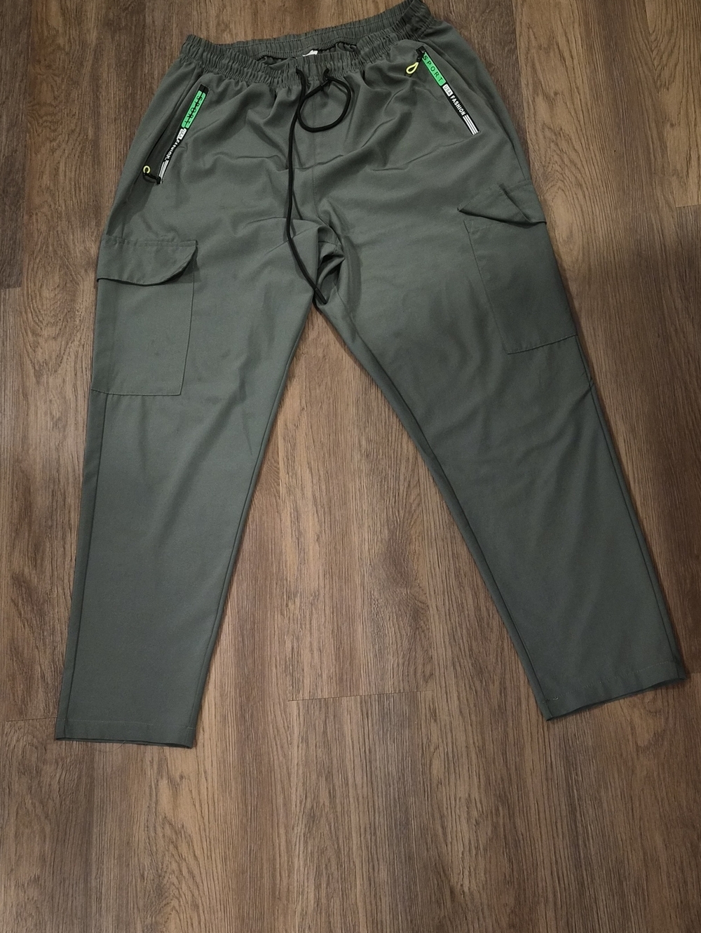 Women's Olive Cargo Jogger Pants with Drawstring Waist